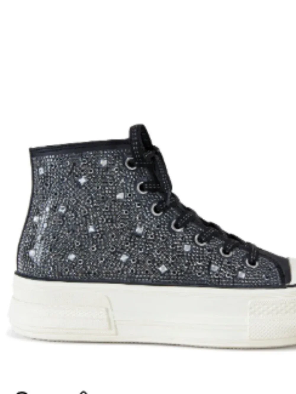 Women's High-Top Glitter Canvas Sneakers - Black